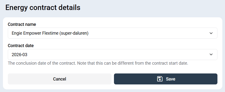 Exemplo de configuração de contrato de energia flex