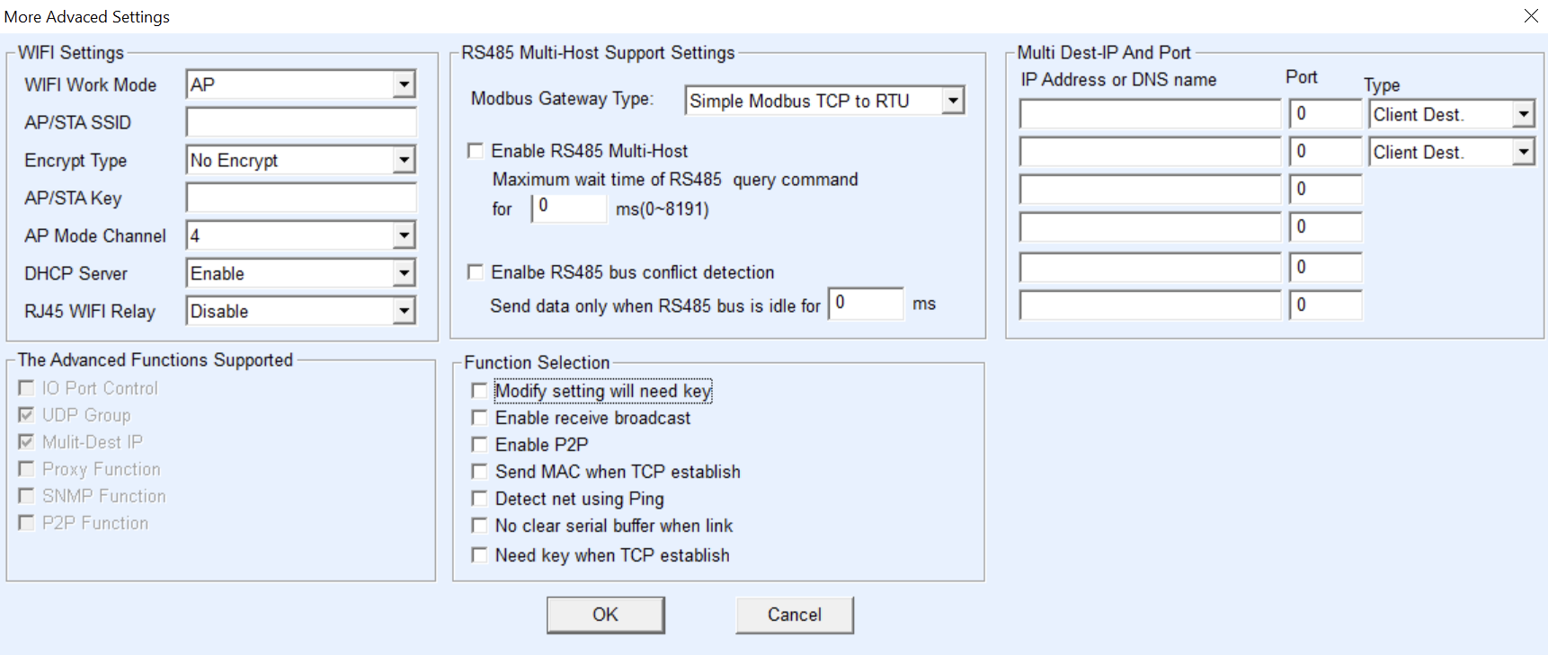 Waveshare अधिक उन्नत सेटिंग्स