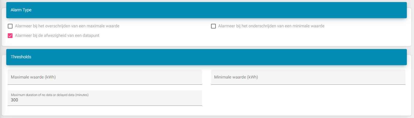 Alarmkonfiguration Alarmtyp