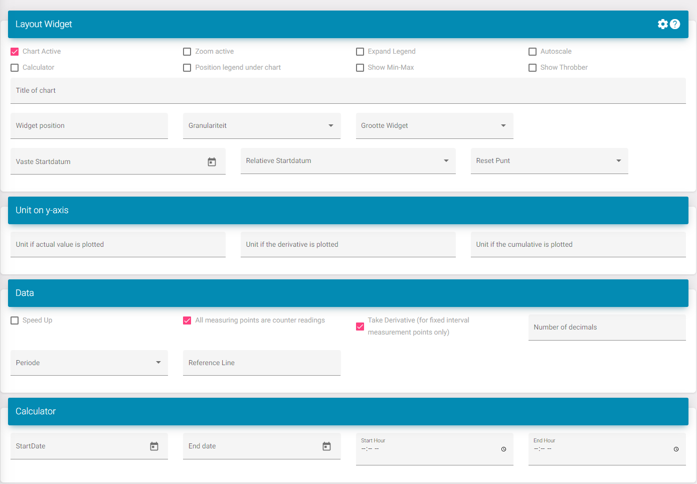 Einstellungen für Liniendiagramm