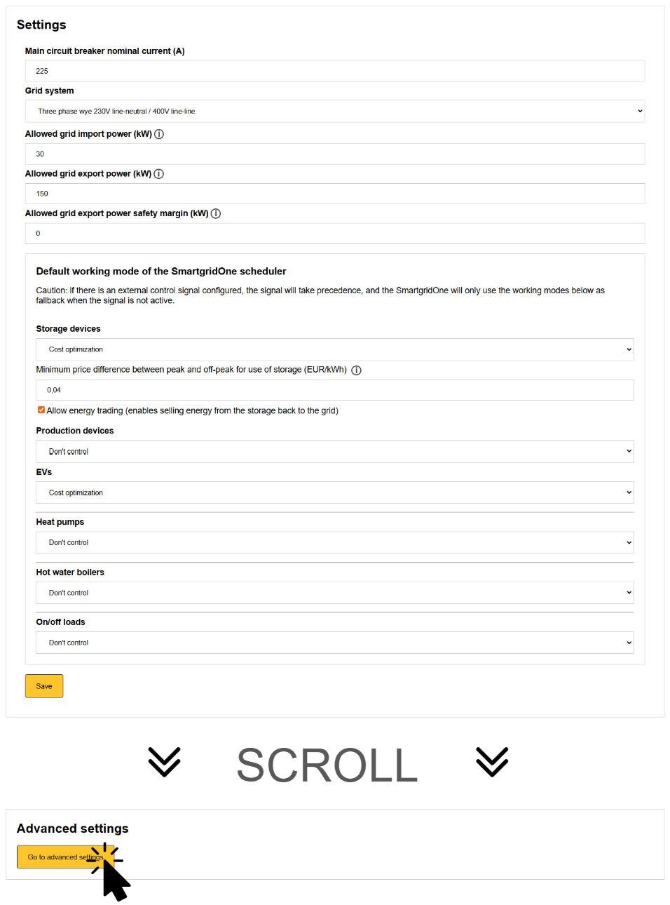 Erreichen Sie die 'Erweiterte Einstellungen', indem Sie zu 'Einstellungen' gehen und die Schaltfläche 'Erweiterte Einstellungen' klicken